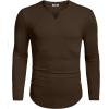 imageCOOFANDY Mens Long Sleeve Muscle T Shirts Casual VNeck Slim Fit Longline Ribbed Shirts Stretch Tee ShirtsBrown