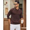 imageCOOFANDY Mens Polo Sweater Casual Long Sleeve Knit Polos Button Down Collared Golf Pullover SweatersBrown