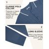 imageCOOFANDY Mens Polo Sweater Casual Long Sleeve Knit Polos Button Down Collared Golf Pullover SweatersDenim Blue
