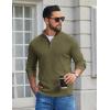 imageCOOFANDY Mens Pullover Sweaters Long Sleeve Knit Quarter Button Sweater Mock Neck Casual Henley SweaterArmy Green