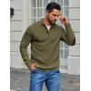 imageCOOFANDY Mens Pullover Sweaters Long Sleeve Knit Quarter Button Sweater Mock Neck Casual Henley SweaterArmy Green