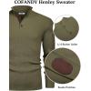 imageCOOFANDY Mens Pullover Sweaters Long Sleeve Knit Quarter Button Sweater Mock Neck Casual Henley SweaterArmy Green