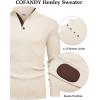 imageCOOFANDY Mens Pullover Sweaters Long Sleeve Knit Quarter Button Sweater Mock Neck Casual Henley SweaterBeige
