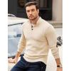 imageCOOFANDY Mens Pullover Sweaters Long Sleeve Knit Quarter Button Sweater Mock Neck Casual Henley SweaterBeige