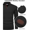 imageCOOFANDY Mens Pullover Sweaters Long Sleeve Knit Quarter Button Sweater Mock Neck Casual Henley SweaterBlack