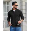 imageCOOFANDY Mens Pullover Sweaters Long Sleeve Knit Quarter Button Sweater Mock Neck Casual Henley SweaterBlack