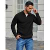 imageCOOFANDY Mens Pullover Sweaters Long Sleeve Knit Quarter Button Sweater Mock Neck Casual Henley SweaterBlack