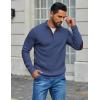 imageCOOFANDY Mens Pullover Sweaters Long Sleeve Knit Quarter Button Sweater Mock Neck Casual Henley SweaterBlue