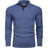 imageCOOFANDY Mens Pullover Sweaters Long Sleeve Knit Quarter Button Sweater Mock Neck Casual Henley SweaterBlue