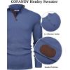 imageCOOFANDY Mens Pullover Sweaters Long Sleeve Knit Quarter Button Sweater Mock Neck Casual Henley SweaterBlue