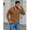 imageCOOFANDY Mens Pullover Sweaters Long Sleeve Knit Quarter Button Sweater Mock Neck Casual Henley SweaterBrown