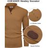 imageCOOFANDY Mens Pullover Sweaters Long Sleeve Knit Quarter Button Sweater Mock Neck Casual Henley SweaterBrown