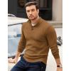 imageCOOFANDY Mens Pullover Sweaters Long Sleeve Knit Quarter Button Sweater Mock Neck Casual Henley SweaterBrown