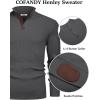 imageCOOFANDY Mens Pullover Sweaters Long Sleeve Knit Quarter Button Sweater Mock Neck Casual Henley SweaterDark Gray