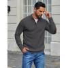 imageCOOFANDY Mens Pullover Sweaters Long Sleeve Knit Quarter Button Sweater Mock Neck Casual Henley SweaterDark Gray