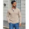 imageCOOFANDY Mens Pullover Sweaters Long Sleeve Knit Quarter Button Sweater Mock Neck Casual Henley SweaterKhaki