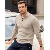 imageCOOFANDY Mens Pullover Sweaters Long Sleeve Knit Quarter Button Sweater Mock Neck Casual Henley SweaterKhaki