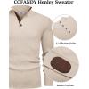 imageCOOFANDY Mens Pullover Sweaters Long Sleeve Knit Quarter Button Sweater Mock Neck Casual Henley SweaterKhaki