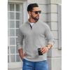 imageCOOFANDY Mens Pullover Sweaters Long Sleeve Knit Quarter Button Sweater Mock Neck Casual Henley SweaterLight Gray