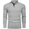 imageCOOFANDY Mens Pullover Sweaters Long Sleeve Knit Quarter Button Sweater Mock Neck Casual Henley SweaterLight Gray