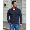 imageCOOFANDY Mens Pullover Sweaters Long Sleeve Knit Quarter Button Sweater Mock Neck Casual Henley SweaterNavy Blue