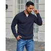 imageCOOFANDY Mens Pullover Sweaters Long Sleeve Knit Quarter Button Sweater Mock Neck Casual Henley SweaterNavy Blue