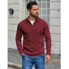 imageCOOFANDY Mens Pullover Sweaters Long Sleeve Knit Quarter Button Sweater Mock Neck Casual Henley SweaterRed