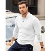 imageCOOFANDY Mens Pullover Sweaters Long Sleeve Knit Quarter Button Sweater Mock Neck Casual Henley SweaterWhite