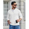 imageCOOFANDY Mens Pullover Sweaters Long Sleeve Knit Quarter Button Sweater Mock Neck Casual Henley SweaterWhite