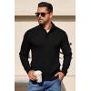imageCOOFANDY Mens Quarter Button Sweater Long Sleeve Stand Collar Sweaters Casual Knitted Ribbed Dress PulloverAblack