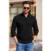 imageCOOFANDY Mens Quarter Button Sweater Long Sleeve Stand Collar Sweaters Casual Knitted Ribbed Dress PulloverAblack