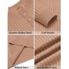 imageCOOFANDY Mens Quarter Button Sweater Long Sleeve Stand Collar Sweaters Casual Knitted Ribbed Dress PulloverApricot