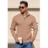 imageCOOFANDY Mens Quarter Button Sweater Long Sleeve Stand Collar Sweaters Casual Knitted Ribbed Dress PulloverApricot