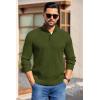 imageCOOFANDY Mens Quarter Button Sweater Long Sleeve Stand Collar Sweaters Casual Knitted Ribbed Dress PulloverArmy Green