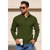 imageCOOFANDY Mens Quarter Button Sweater Long Sleeve Stand Collar Sweaters Casual Knitted Ribbed Dress PulloverArmy Green