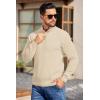 imageCOOFANDY Mens Quarter Button Sweater Long Sleeve Stand Collar Sweaters Casual Knitted Ribbed Dress PulloverBeige