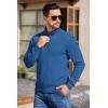 imageCOOFANDY Mens Quarter Button Sweater Long Sleeve Stand Collar Sweaters Casual Knitted Ribbed Dress PulloverBlue