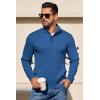 imageCOOFANDY Mens Quarter Button Sweater Long Sleeve Stand Collar Sweaters Casual Knitted Ribbed Dress PulloverBlue