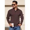 imageCOOFANDY Mens Quarter Button Sweater Long Sleeve Stand Collar Sweaters Casual Knitted Ribbed Dress PulloverBrown