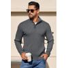 imageCOOFANDY Mens Quarter Button Sweater Long Sleeve Stand Collar Sweaters Casual Knitted Ribbed Dress PulloverDark Grey