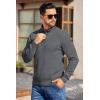 imageCOOFANDY Mens Quarter Button Sweater Long Sleeve Stand Collar Sweaters Casual Knitted Ribbed Dress PulloverDark Grey