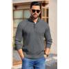 imageCOOFANDY Mens Quarter Button Sweater Long Sleeve Stand Collar Sweaters Casual Knitted Ribbed Dress PulloverDark Grey