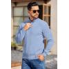 imageCOOFANDY Mens Quarter Button Sweater Long Sleeve Stand Collar Sweaters Casual Knitted Ribbed Dress PulloverLight Blue