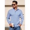imageCOOFANDY Mens Quarter Button Sweater Long Sleeve Stand Collar Sweaters Casual Knitted Ribbed Dress PulloverLight Blue