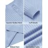 imageCOOFANDY Mens Quarter Button Sweater Long Sleeve Stand Collar Sweaters Casual Knitted Ribbed Dress PulloverLight Blue