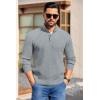 imageCOOFANDY Mens Quarter Button Sweater Long Sleeve Stand Collar Sweaters Casual Knitted Ribbed Dress PulloverLight Grey