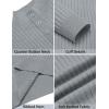imageCOOFANDY Mens Quarter Button Sweater Long Sleeve Stand Collar Sweaters Casual Knitted Ribbed Dress PulloverLight Grey