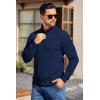 imageCOOFANDY Mens Quarter Button Sweater Long Sleeve Stand Collar Sweaters Casual Knitted Ribbed Dress PulloverNavy Blue