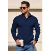 imageCOOFANDY Mens Quarter Button Sweater Long Sleeve Stand Collar Sweaters Casual Knitted Ribbed Dress PulloverNavy Blue