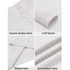 imageCOOFANDY Mens Quarter Button Sweater Long Sleeve Stand Collar Sweaters Casual Knitted Ribbed Dress PulloverWhite